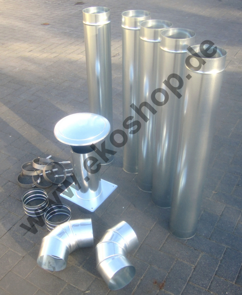 Abgasrohr set 150 mm Stahl verzinkt